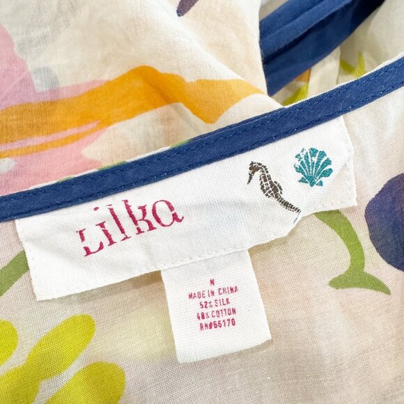 Lilka Silk Cotton Tie Front Bohemian Floral Kimono Coverup Anthropologie Medium - Picture 6 of 10